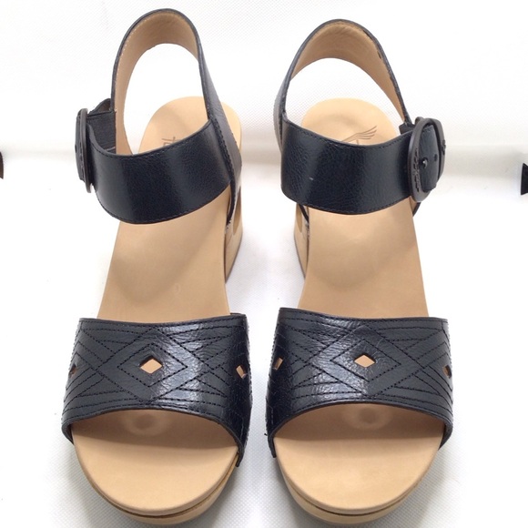 Dansko Womens Odele Black Tumbled Calf Block Heeled Sandals Size 40 (9.5-10 US) - Picture 4 of 12